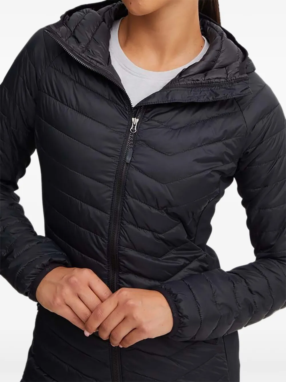 Columbia Jack met capuchon en chevron patroon Zwart