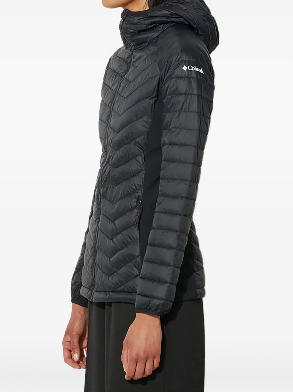 Columbia Jack met capuchon en chevron patroon Zwart
