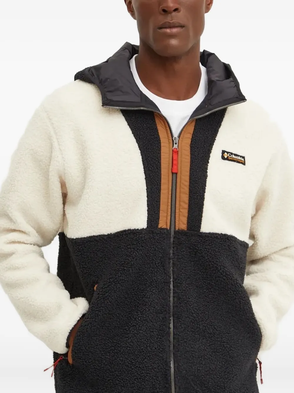 Columbia Tweekleurig fleece jack met capuchon Beige