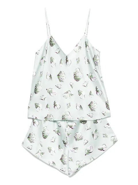 Olivia von Halle shell-print silk shorts