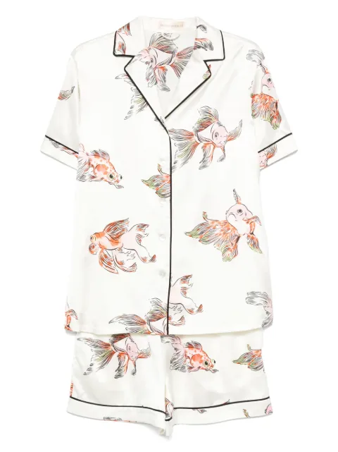 Olivia von Halle graphic-print silk shorts