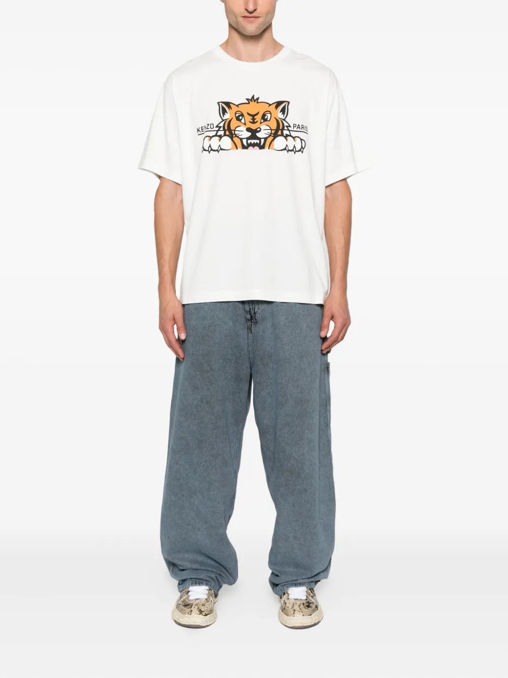 Kenzo Happy Tiger cotton T-shirt Wit