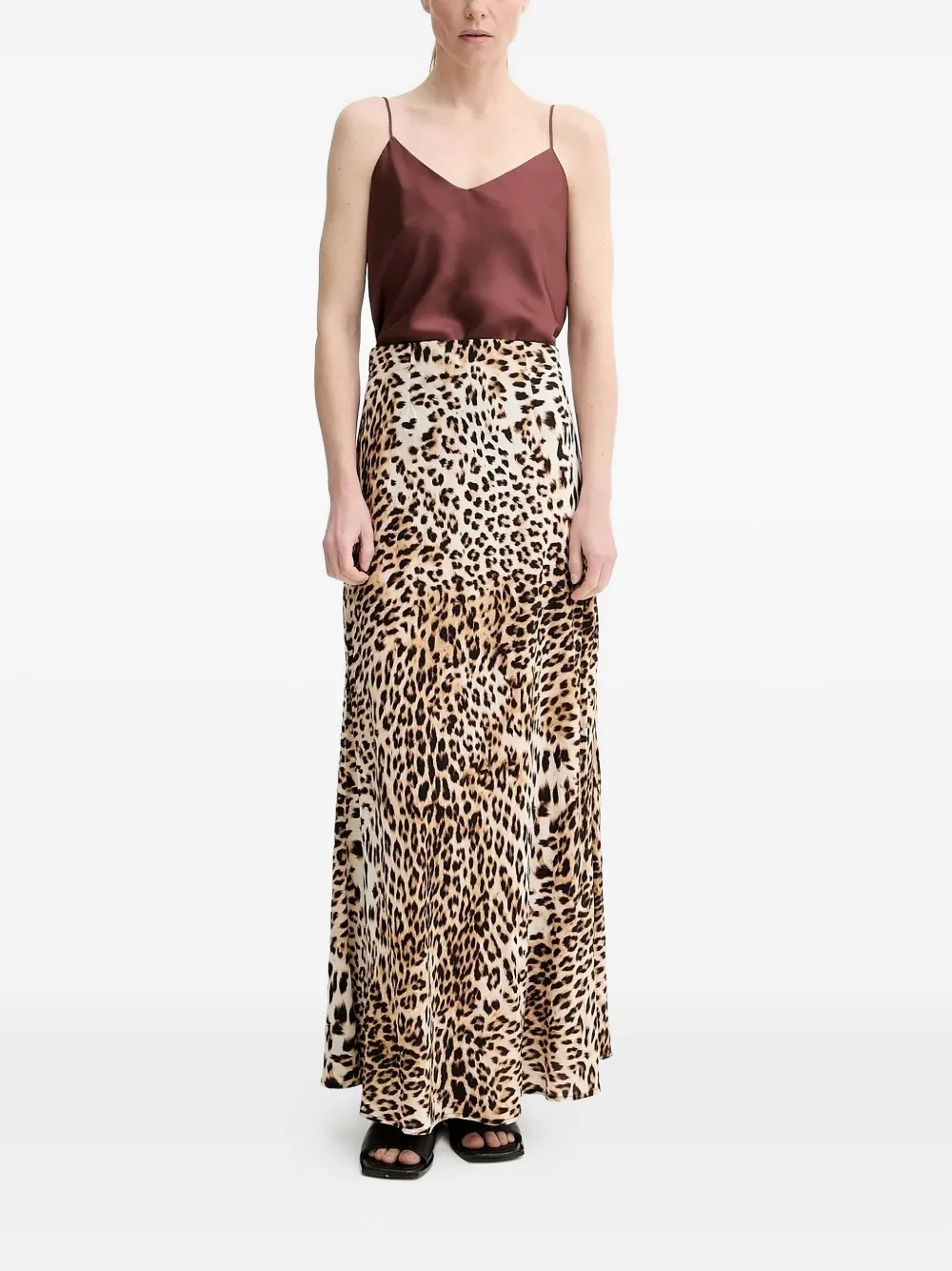 Gestuz Straight midi-rok met luipaardprint Bruin