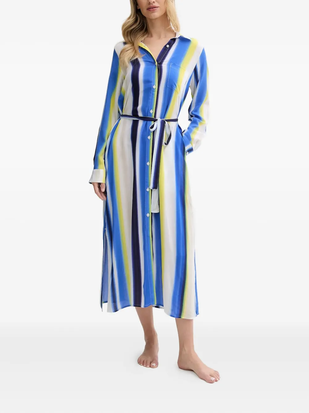 DKNY striped belted shirt nightdress | Blue | Image 1