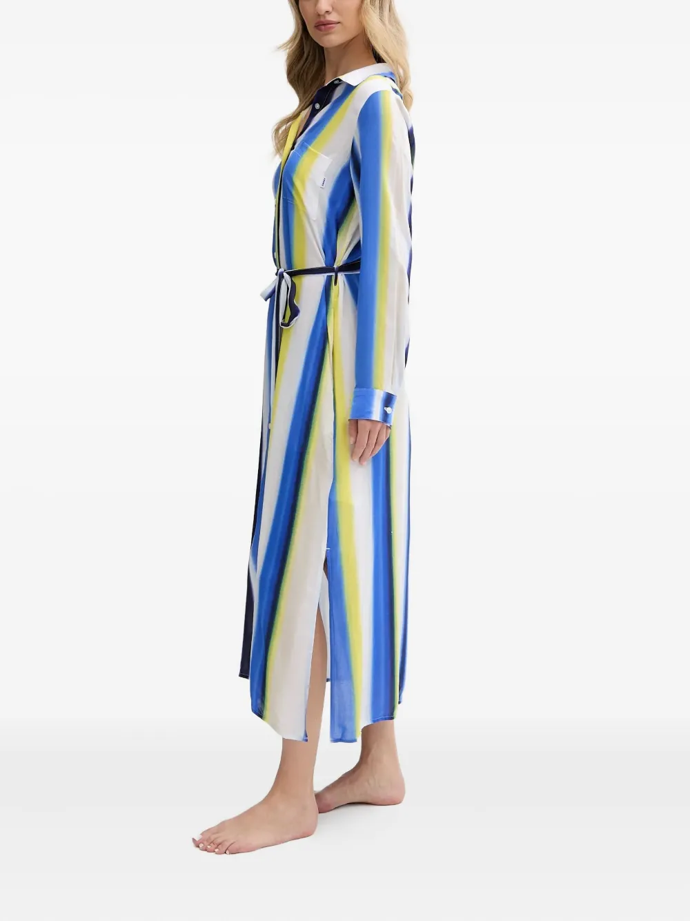 Dkny Striped Belted Shirt Nightdress In Blue