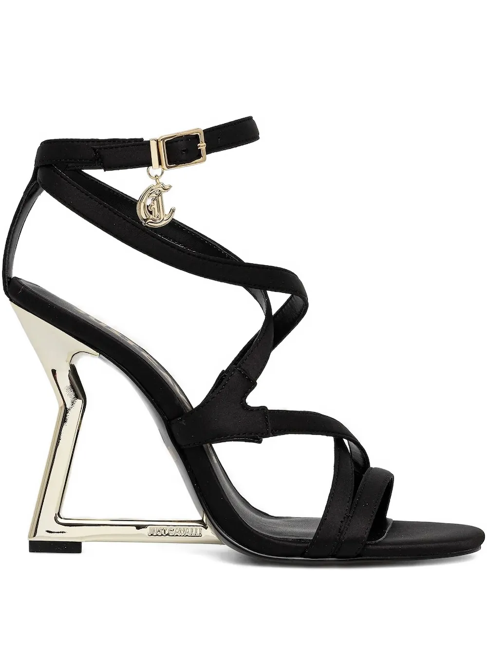 Just Cavalli Lady J ankle-strap satin sandals Black