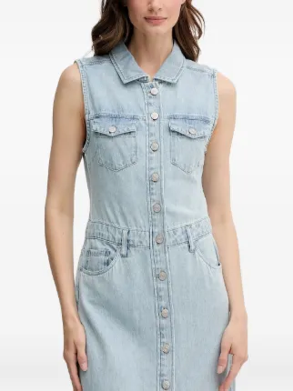 dkny denim dress Puff Sleeve Belted Denim Dress | A-Line Dress