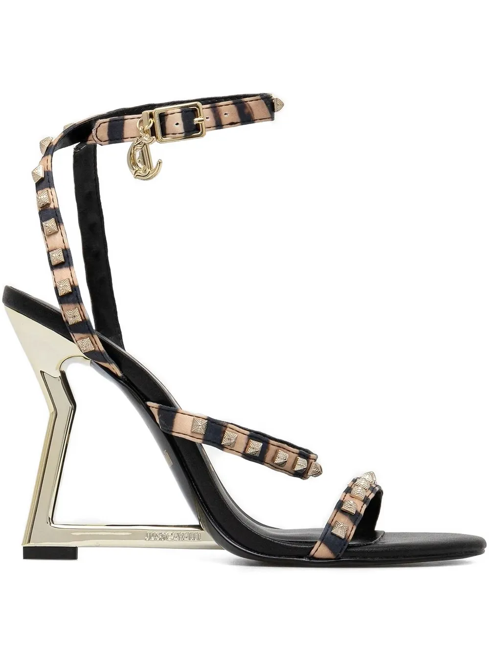 Just Cavalli geometric-heel studded sandals Brown