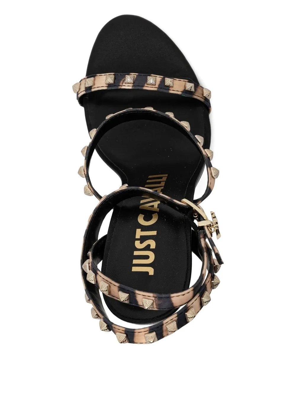 Just Cavalli geometric-heel studded sandals Brown