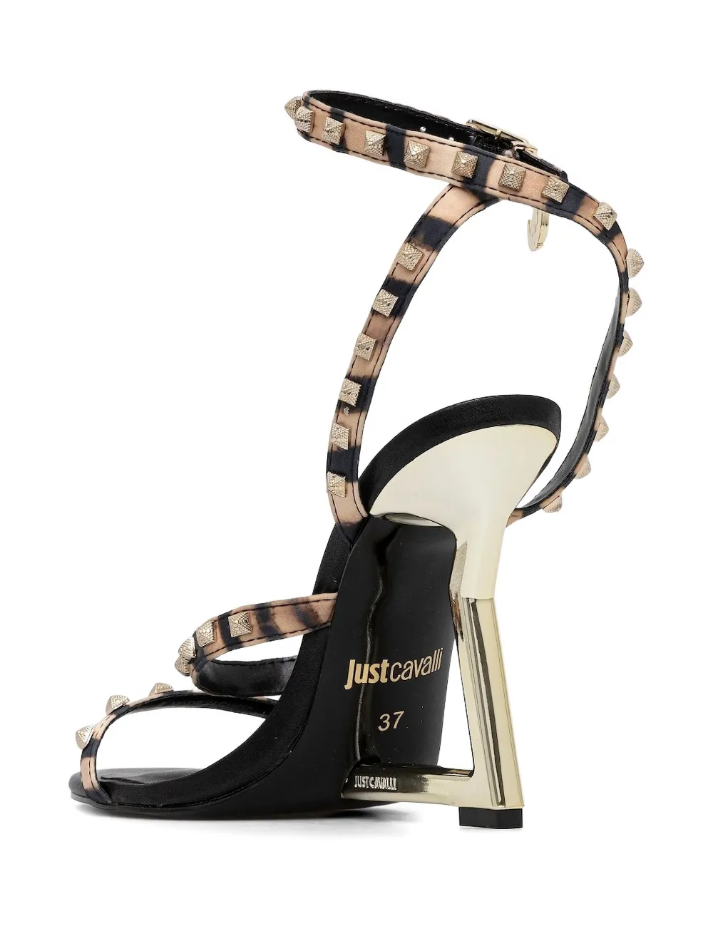 Just Cavalli geometric-heel studded sandals Brown