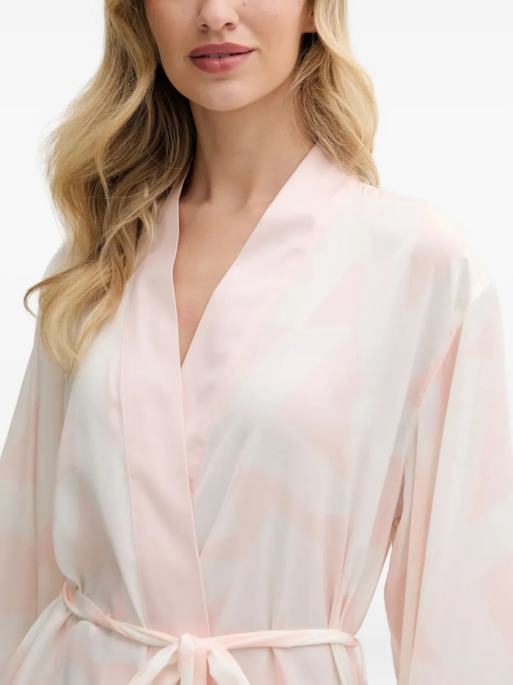 Dkny Cloud-print Belted Robe In Orange