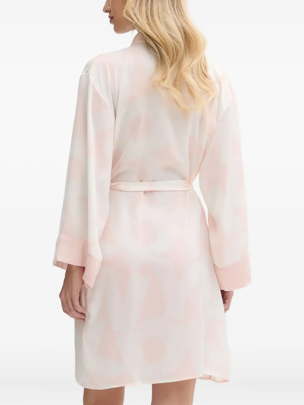 Dkny Cloud-print Belted Robe In Orange