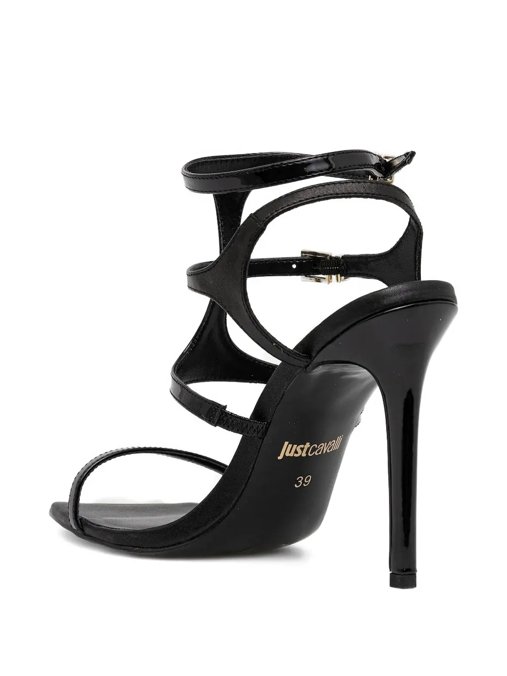 Just Cavalli Leren sandalen Zwart