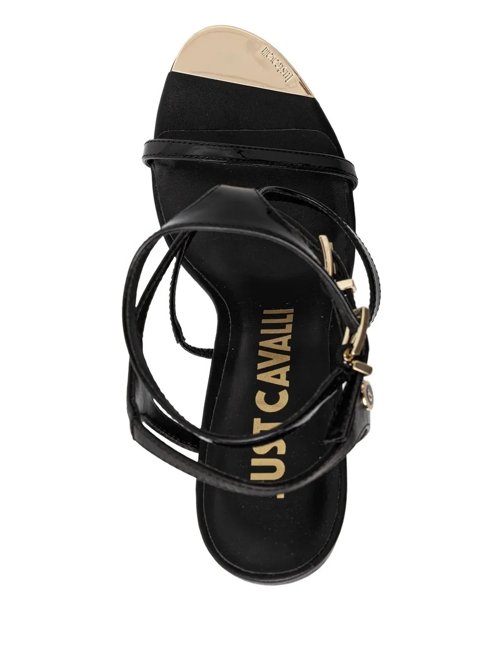 Just Cavalli Leren sandalen Zwart