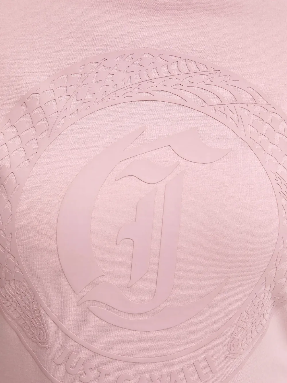 Just Cavalli Crew-neck Embossed-logo T-shirt In Pink