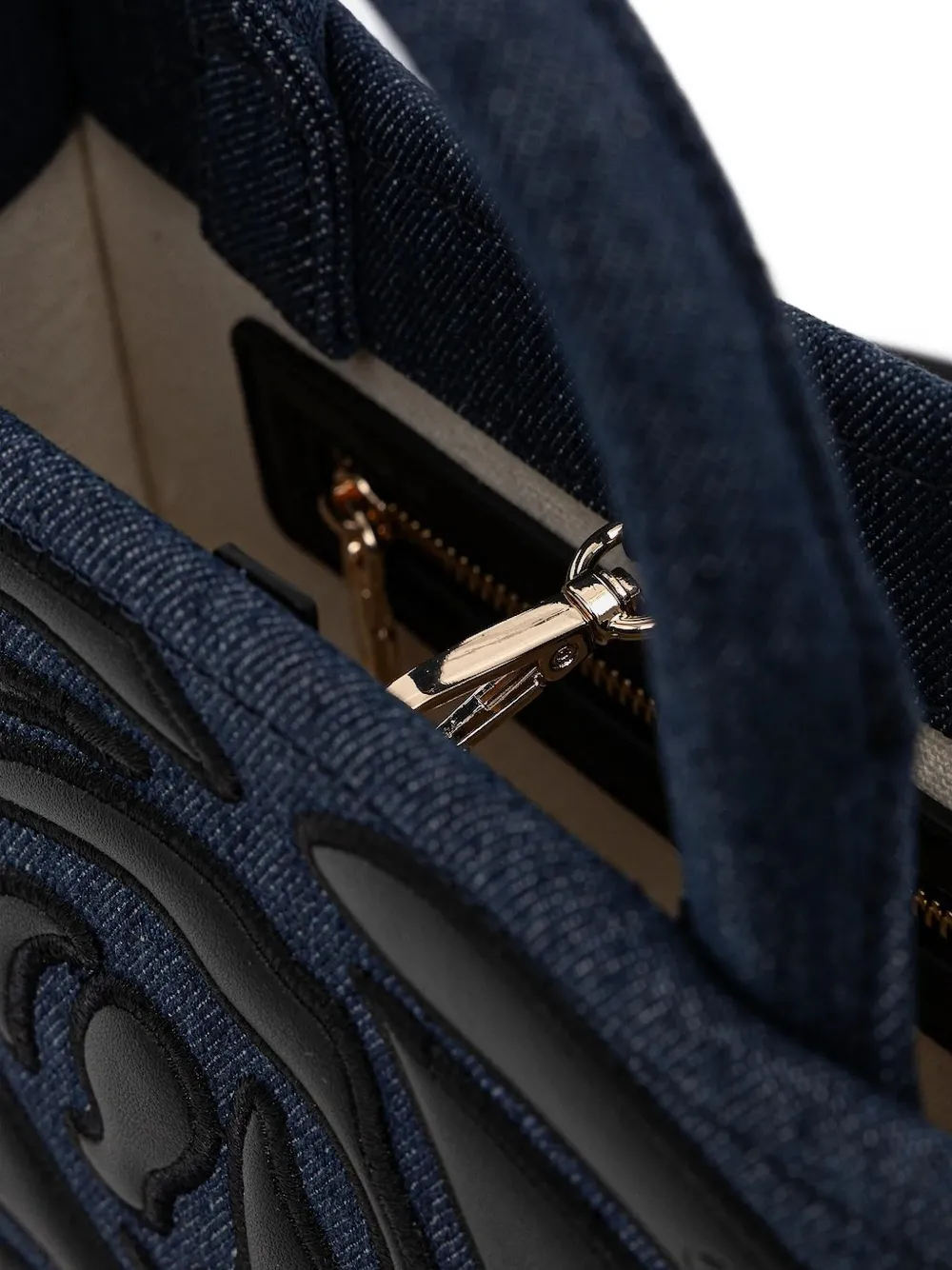 Blugirl Denim shopper met roos-applicatie Blauw