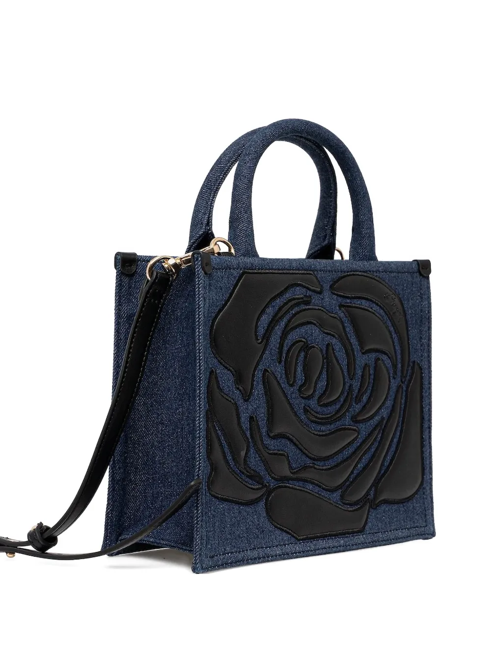 Blugirl Rose-applique Denim Tote Bag In Blue