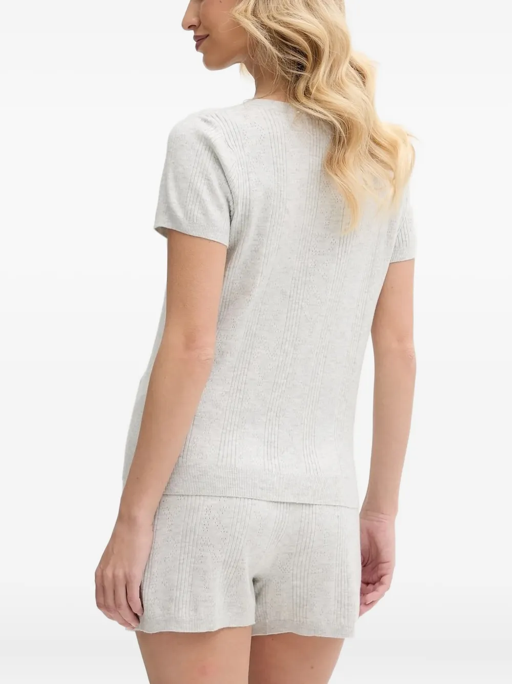 DKNY Geribbelde pyjama met diepe ronde hals Grijs