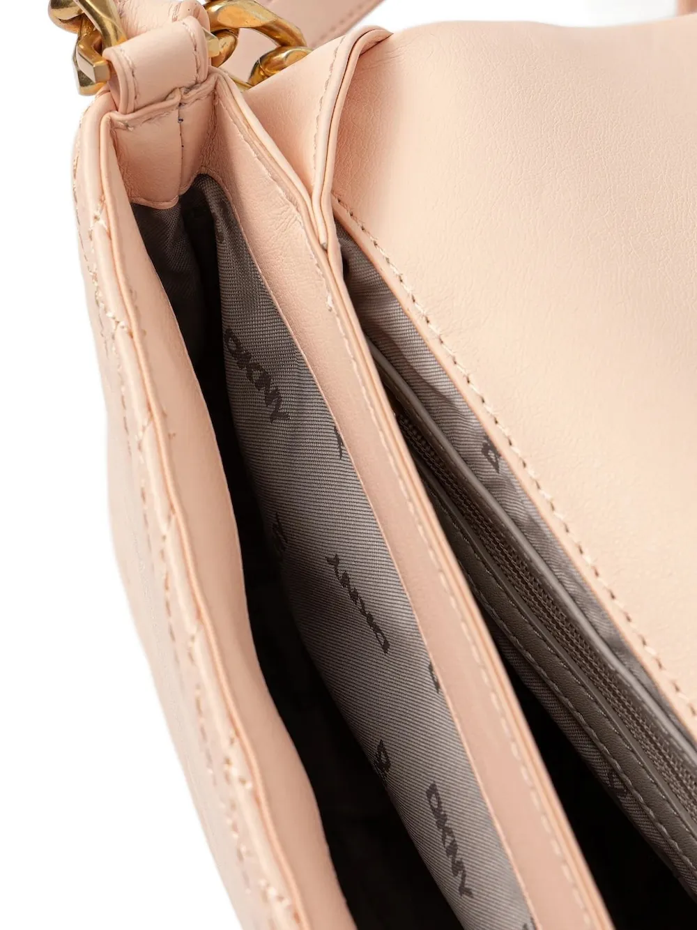 DKNY Gewatteerde leren crossbodytas met schakelketting Roze