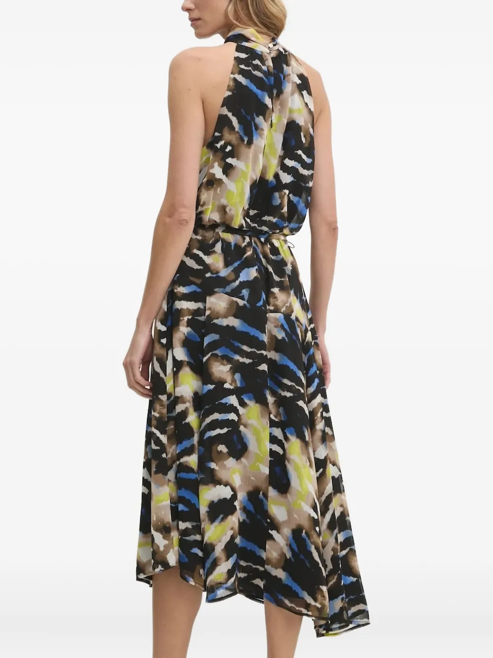 DKNY high-neck abstract-print dress Zwart