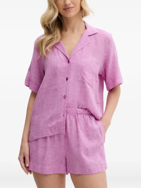 DKNY embroidered linen-blend shorts pyjama set