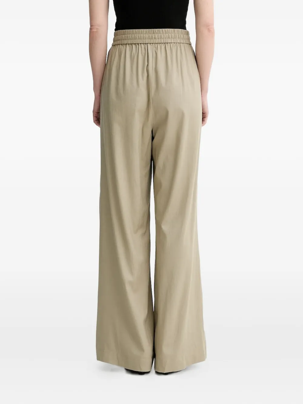 Gestuz Broek met elastische taille en wijde pijpen Beige