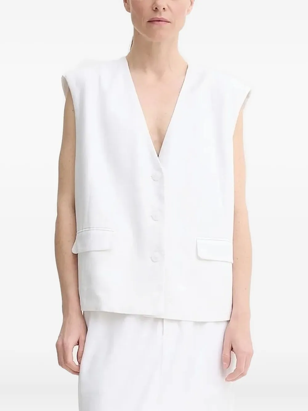 Gestuz Button-fastening Sleeveless Waistcoat In White