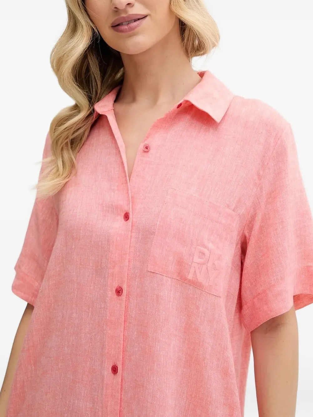 DKNY linen button-down nightshirt Roze
