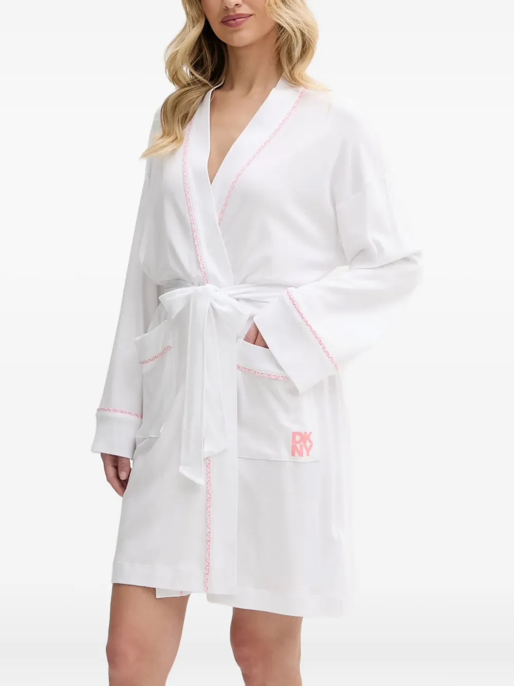 DKNY Badjas met gestrikte ceintuur 100 WHITE