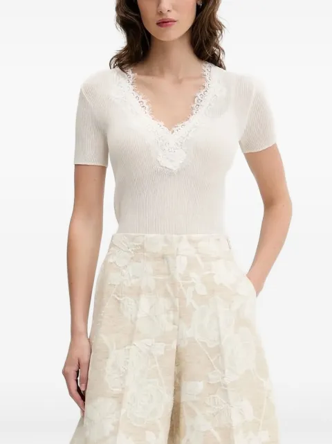 Blugirl lace-trimmed ribbed top