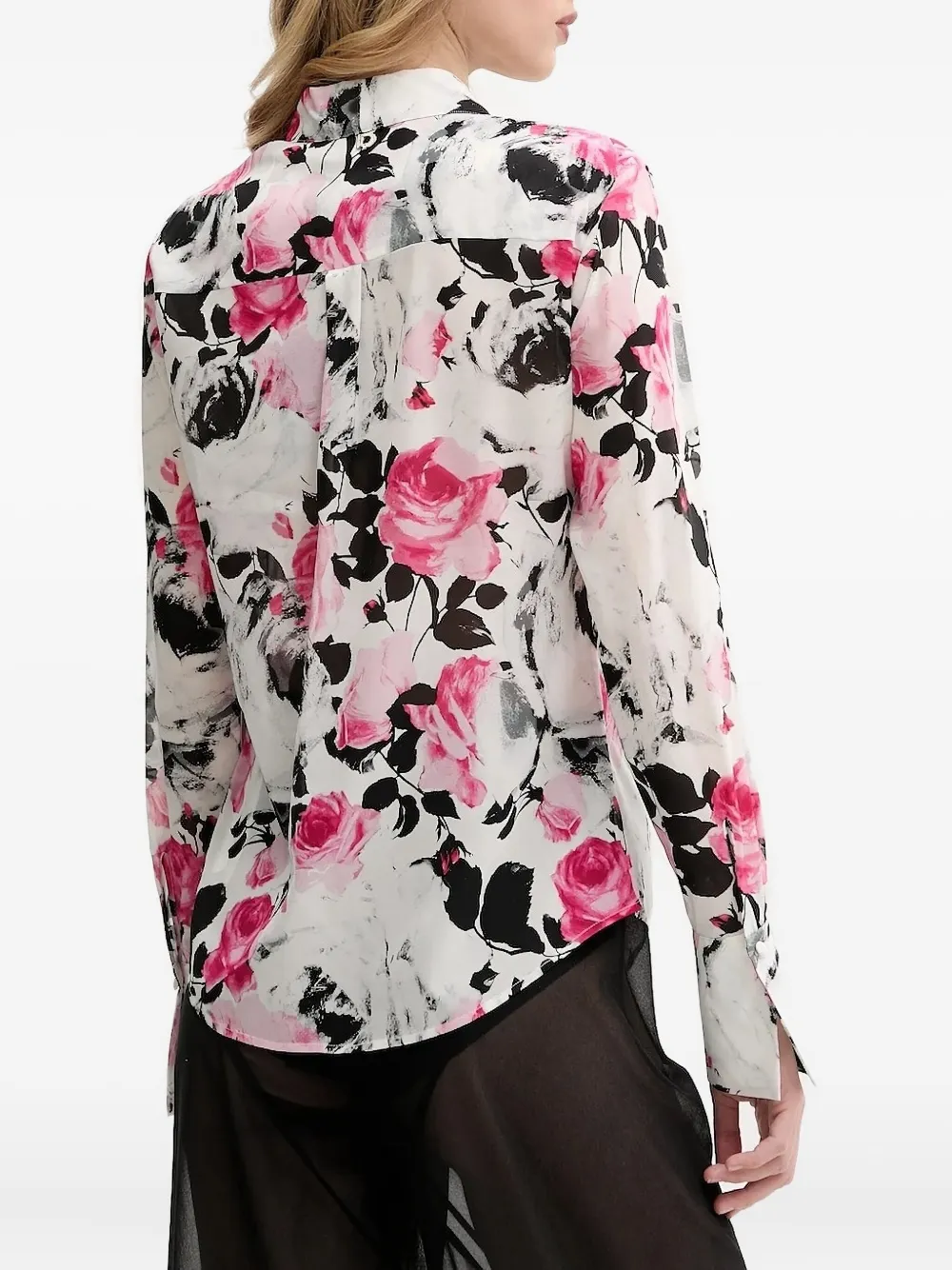Blugirl Rose-print Button-up Shirt In White