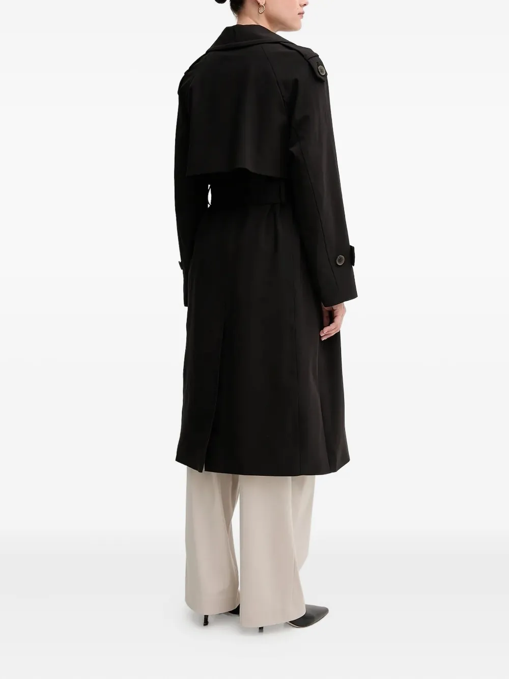 DKNY belted double-breasted trench coat Zwart