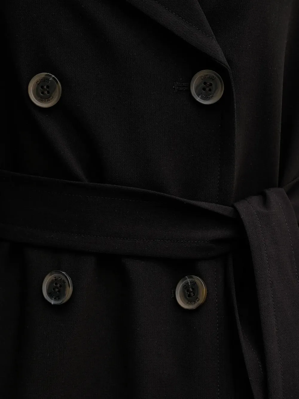 DKNY belted double-breasted trench coat Zwart
