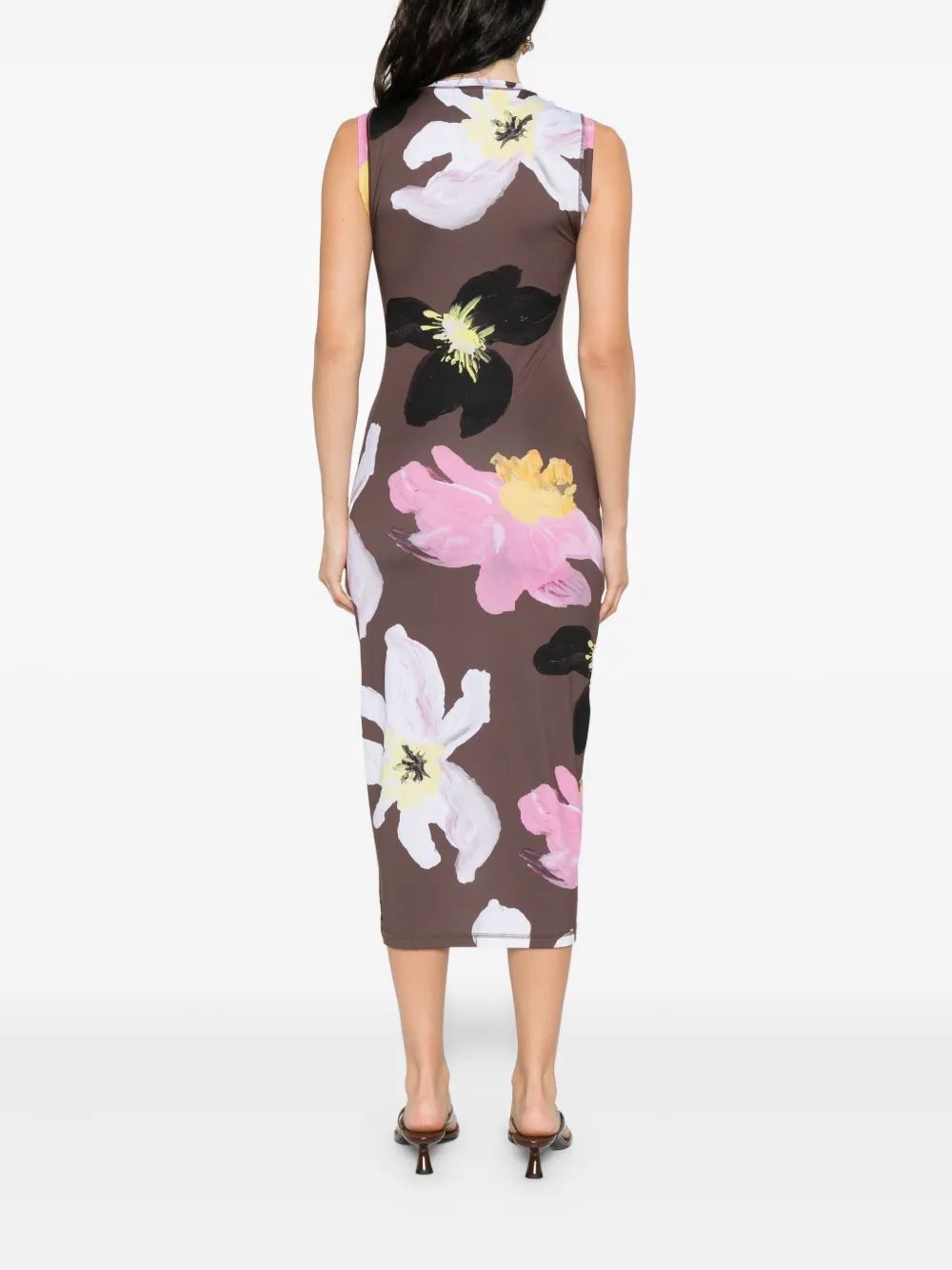 Stine Goya Jurk met bloemenprint Bruin