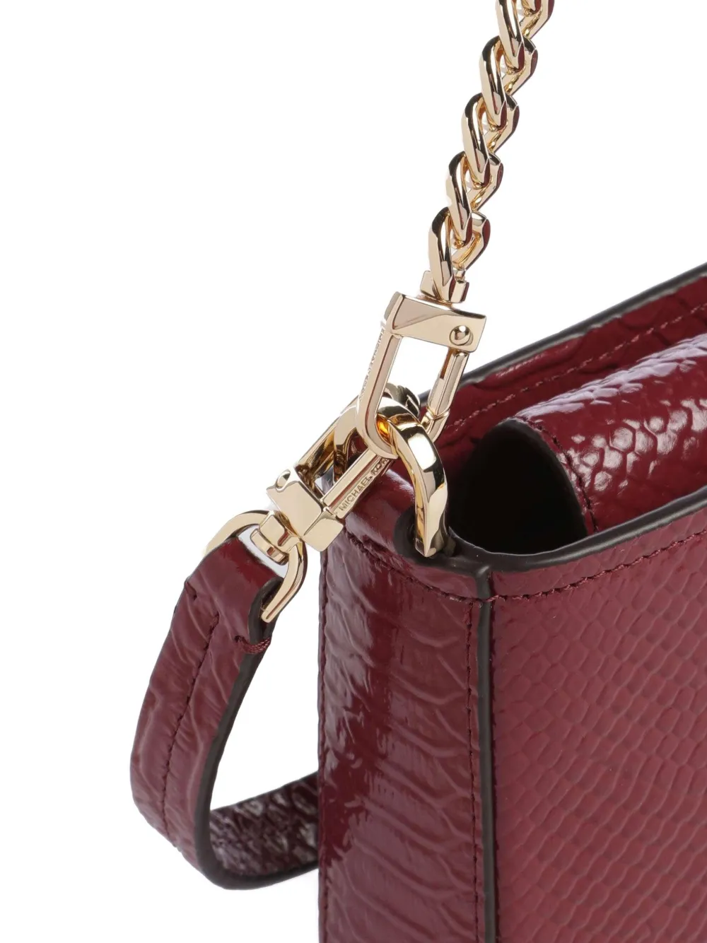 Michael Kors Small Bryant Snakeskin-embossed Cross Body Bag In Red