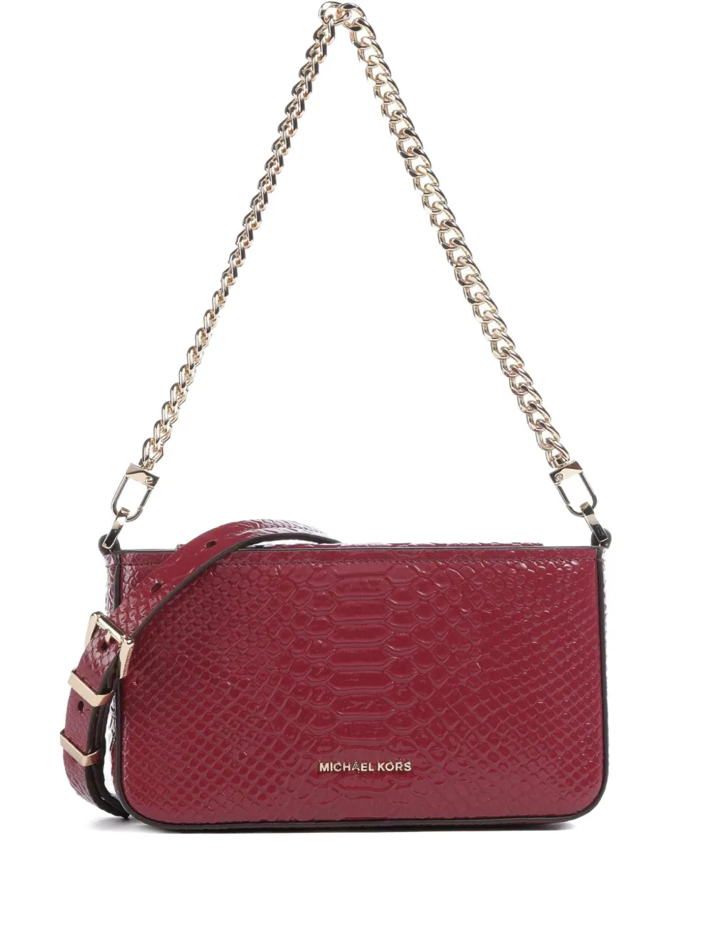 Michael Kors Small Bryant Snakeskin-embossed Cross Body Bag In Red