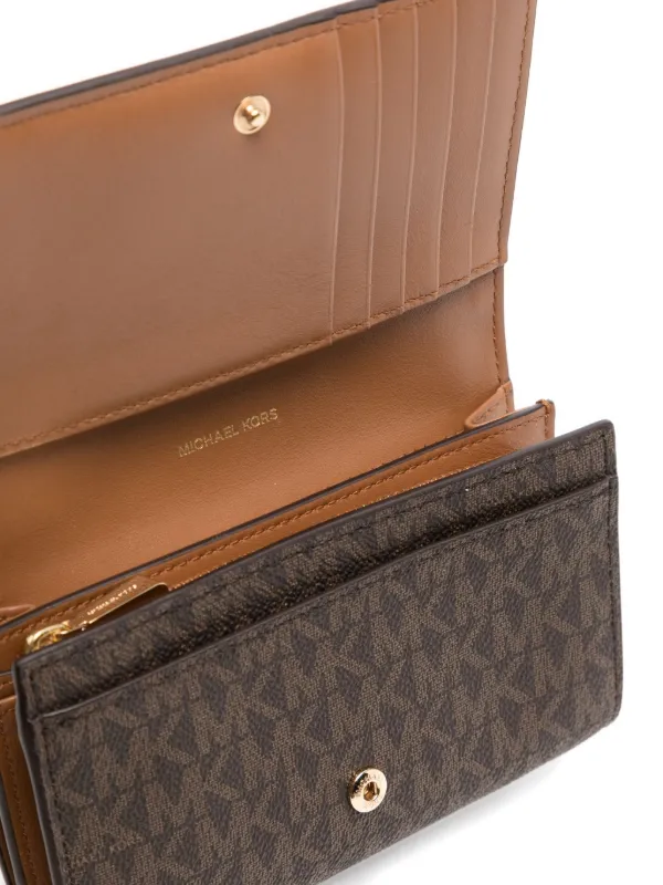 Michael Kors Logo Lettering Long Wallet Brown FARFETCH AU
