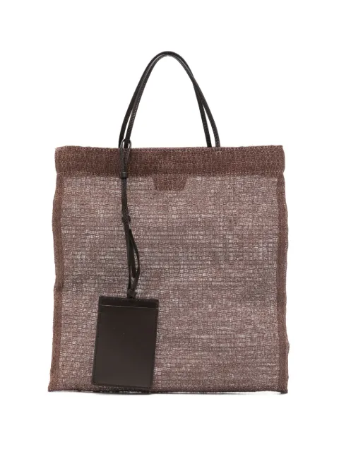 The Row leather-trimmed woven tote bag