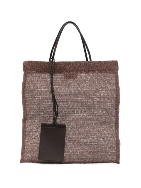 The Row leather-trimmed woven tote bag