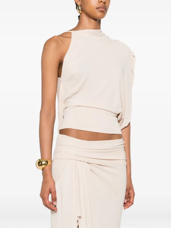 FRANCESCO MURANO Draped one-shoulder Top Neutrals FARFETCH IN