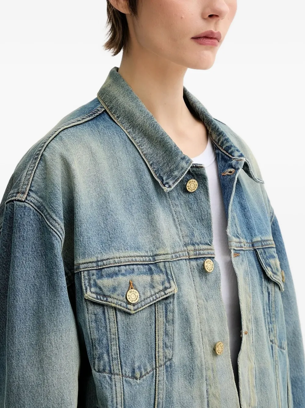 Won Hundred Denim jack met klepzak Blauw