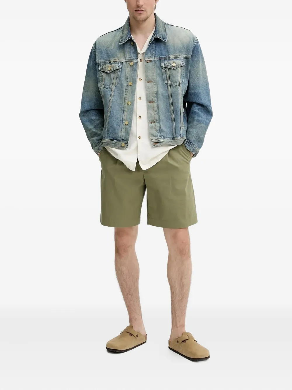 Won Hundred Denim jack met klepzak Blauw