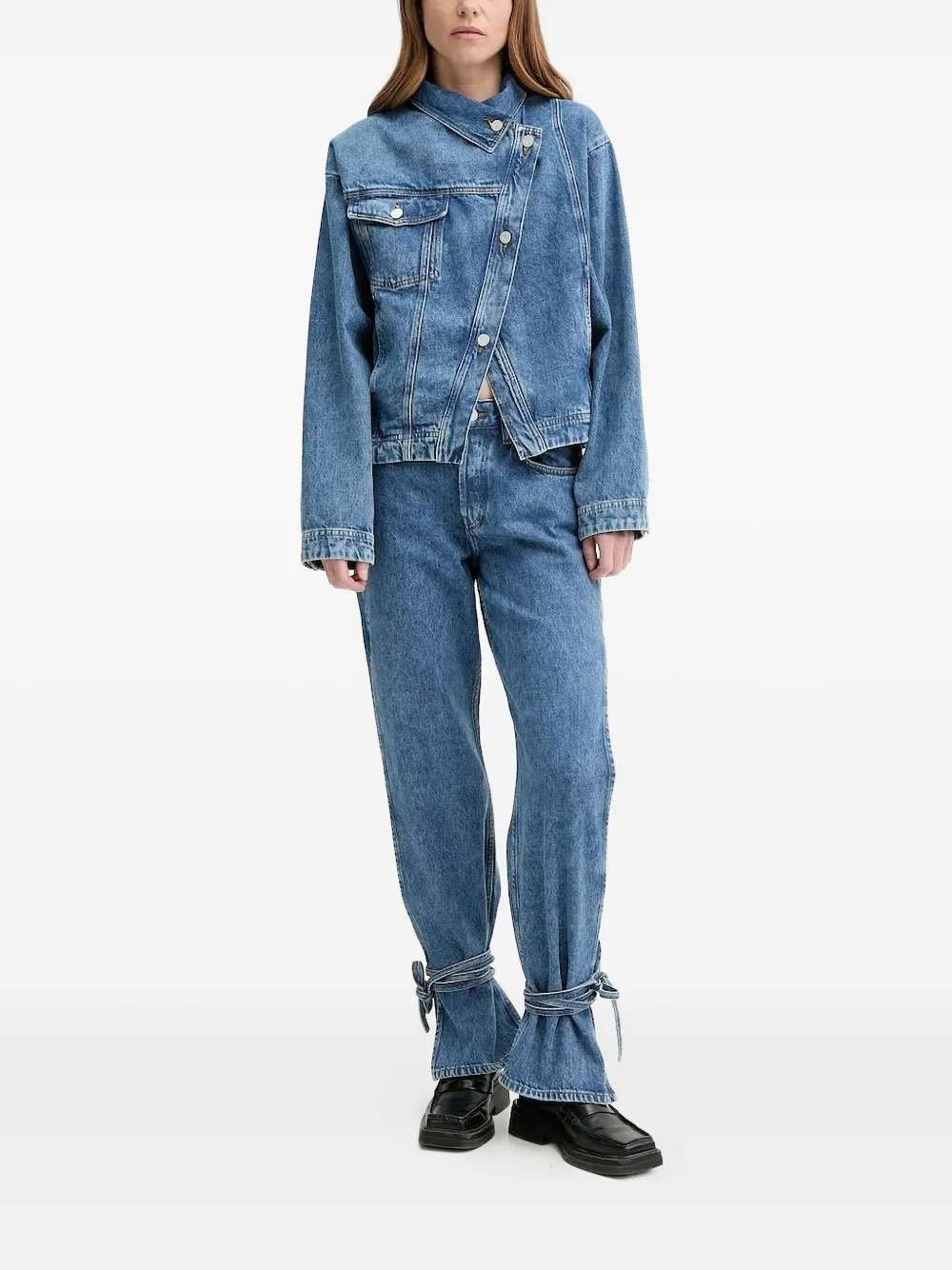 Won Hundred side-slit tied-cuffs denim jeans - Blauw