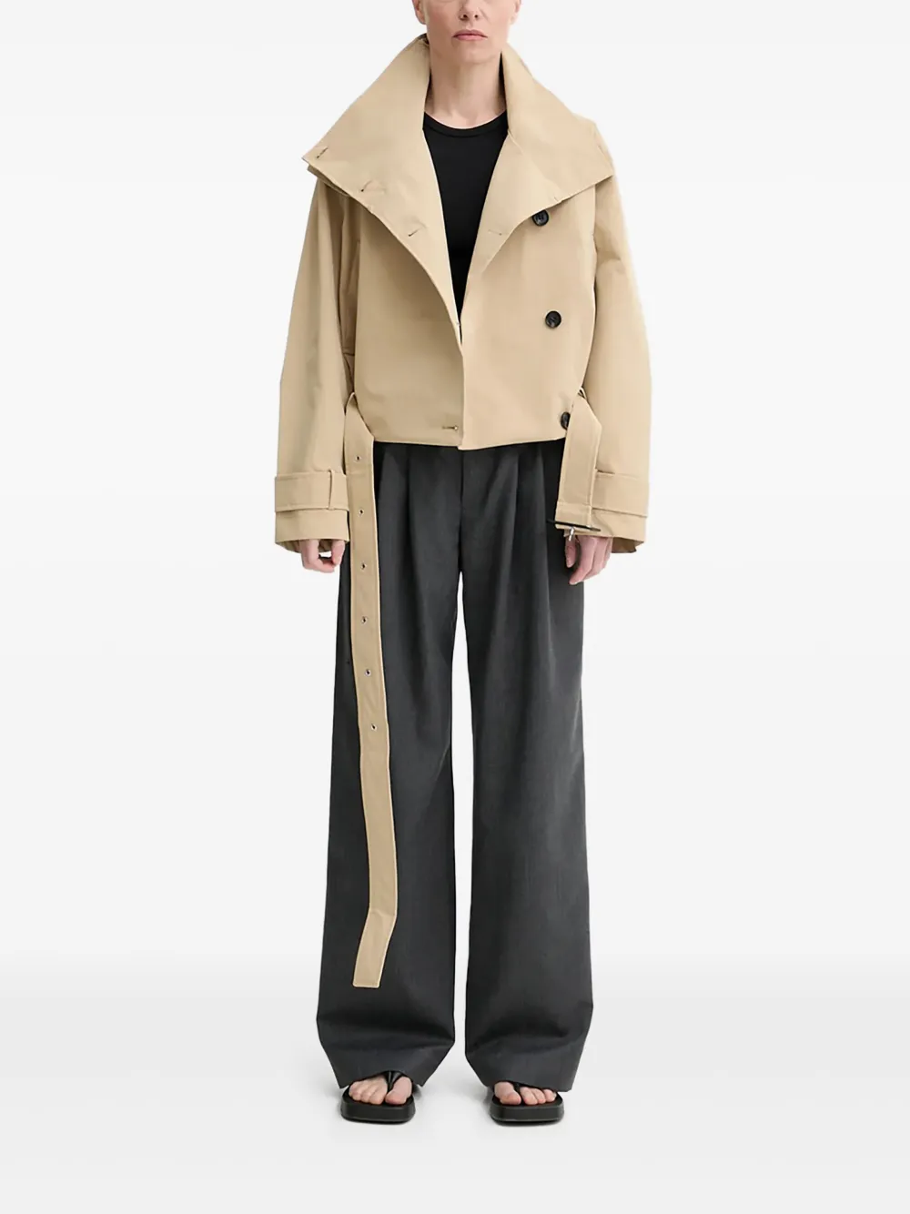 Won Hundred Stand-neck Belted Jacket In Brown