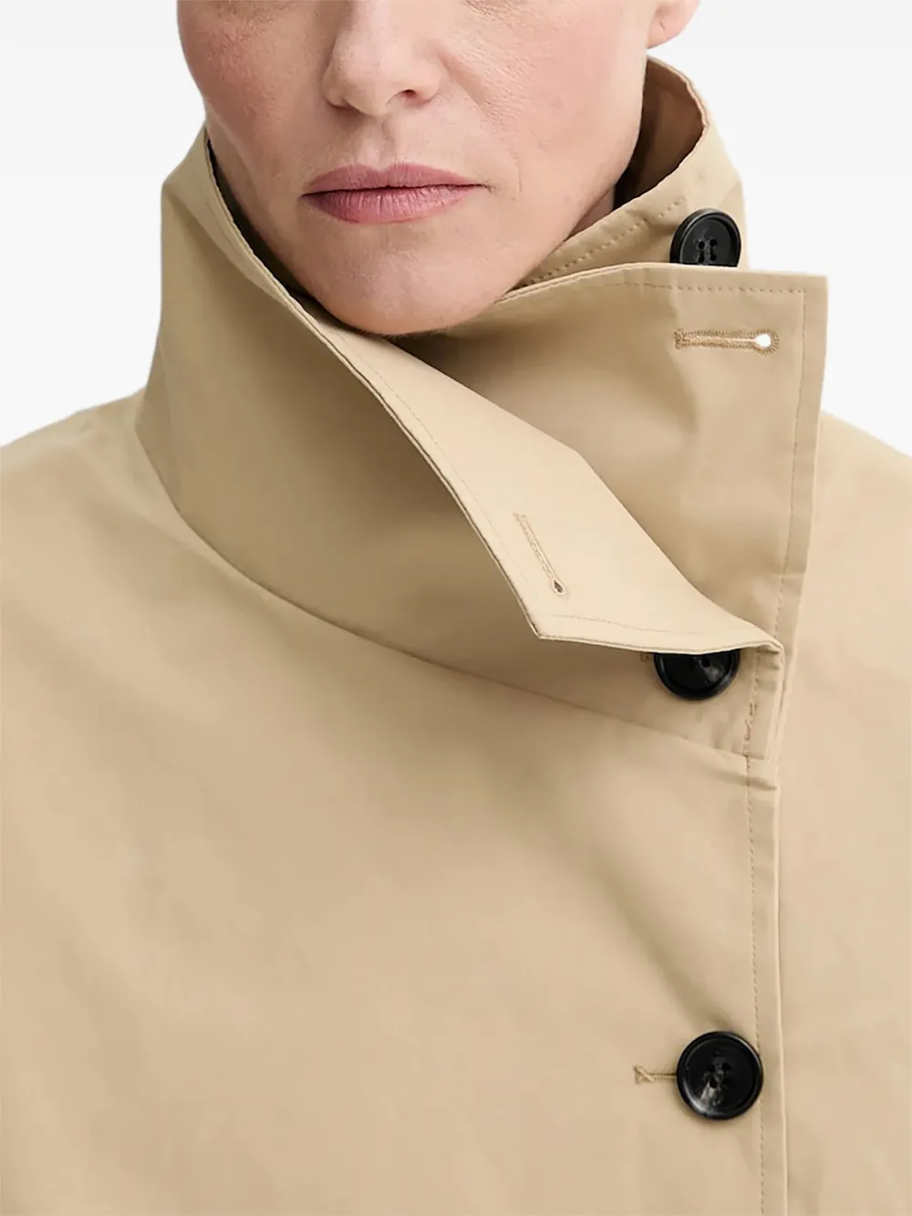 Won Hundred Stand-neck Belted Jacket In Brown
