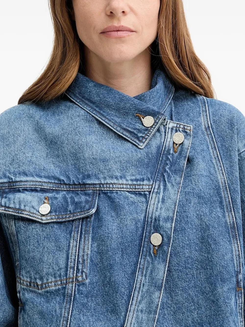 Won Hundred Kirsten asymmetrisch denim jack Blauw