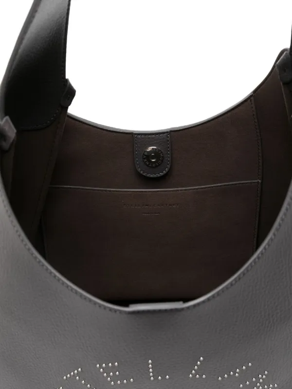 Stella McCartney Logo Slouchy Hobo Shoulder Bag | Grey