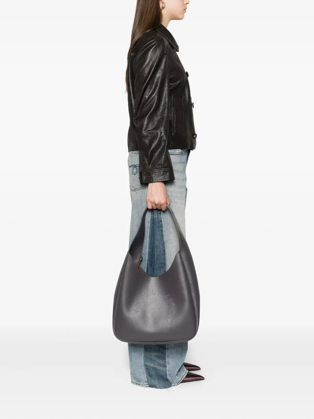 Stella McCartney Logo Slouchy Hobo shoulder bag Grijs