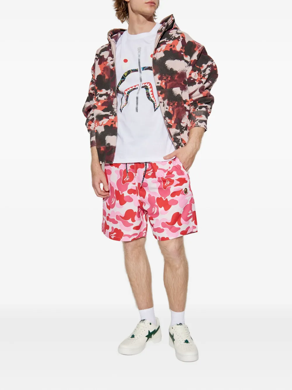 A BATHING APE Shorts met abstracte print Roze