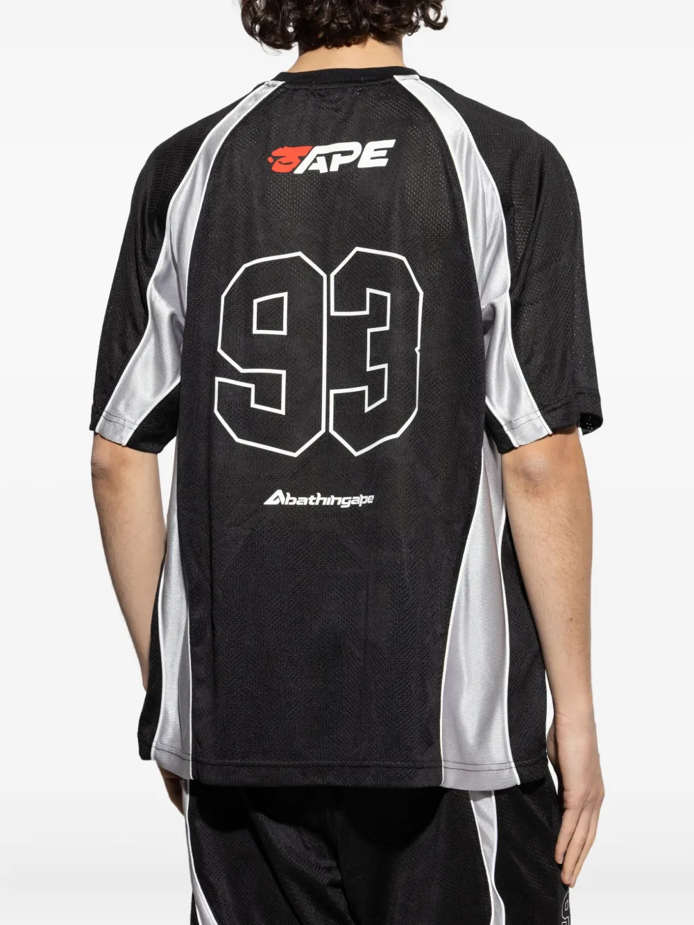 A BATHING APE Mesh T-shirt met logoprint Zwart